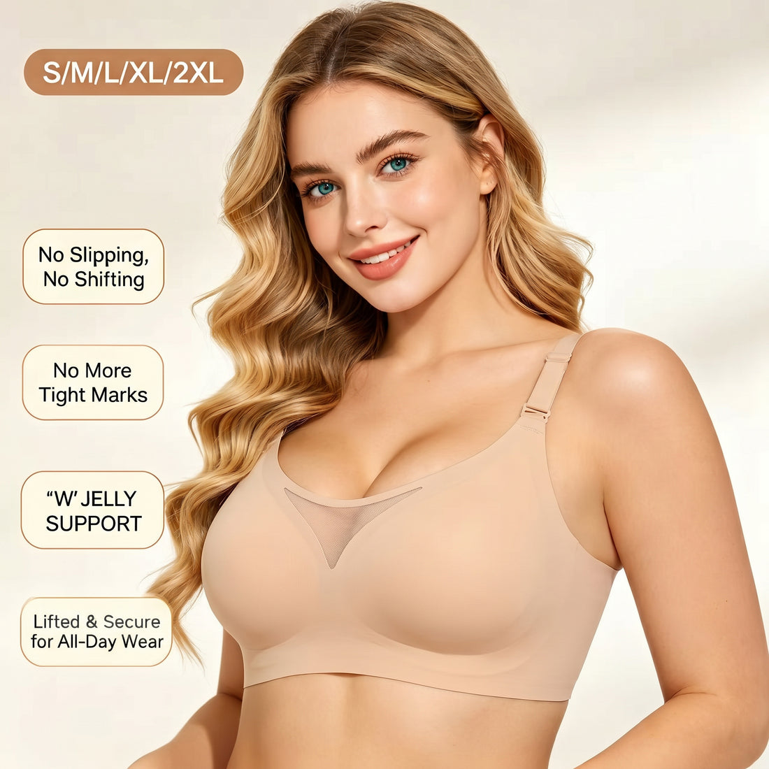 ROSEÉ Women's Wire-Free Bra — Sheer Lace Deep V-Neck Design; Comfortable, Lifting, and Seamless; An Everyday Essential Basic Style Perfect for Pairing with T-Shirts.