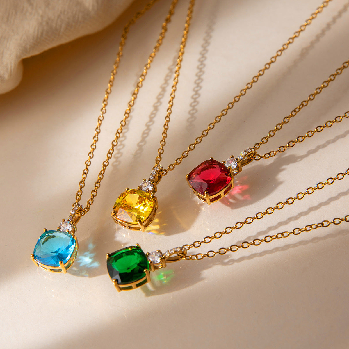 Women's Stainless Steel Square Diamond Necklace for Daily Wear and Special Occasions