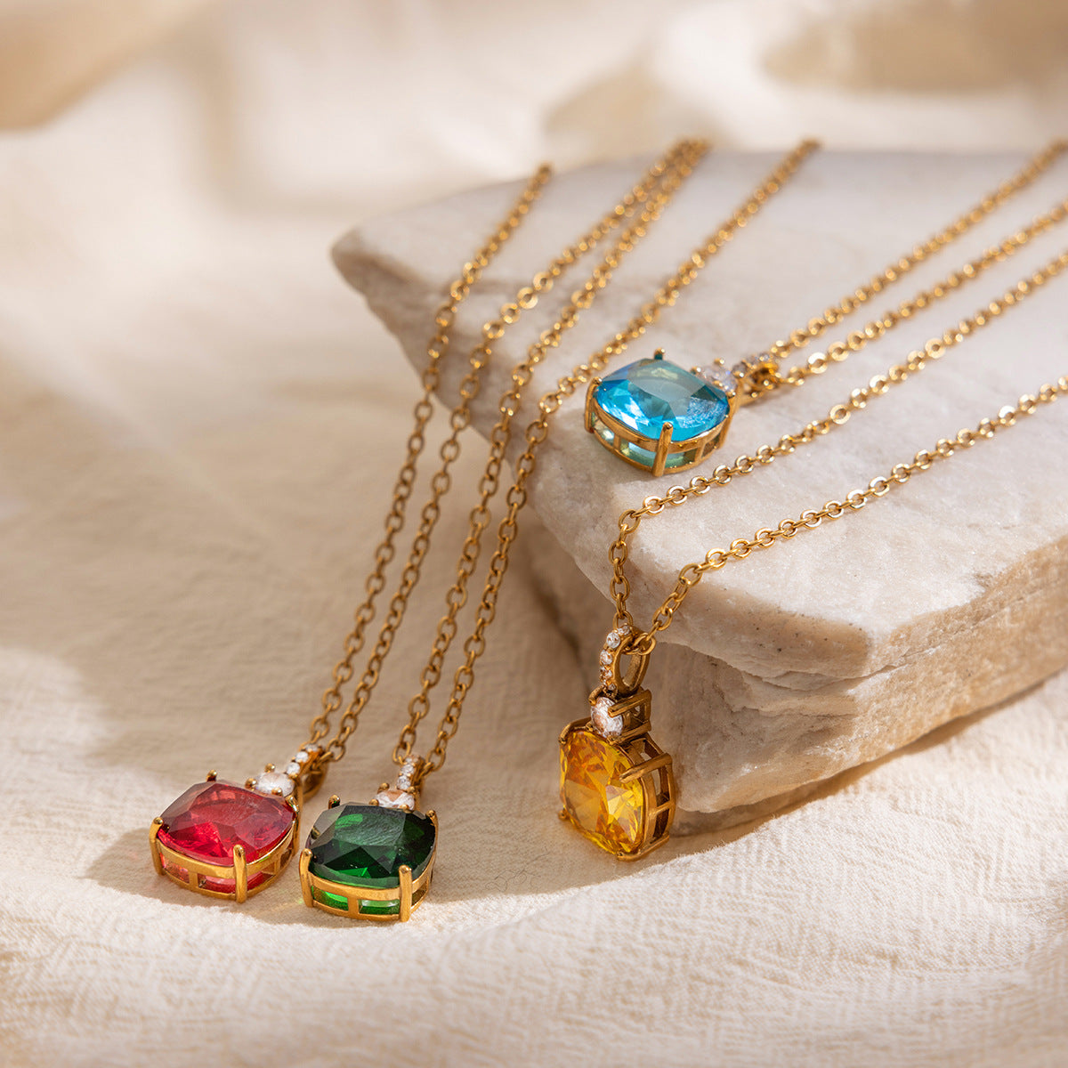 Women's Stainless Steel Square Diamond Necklace for Daily Wear and Special Occasions
