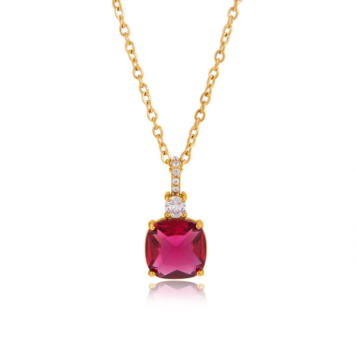 Women's Stainless Steel Square Diamond Necklace for Daily Wear and Special Occasions