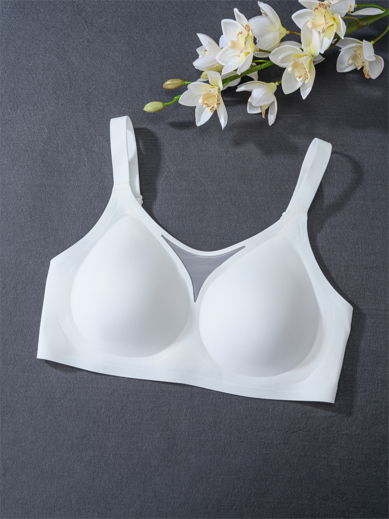 ROSEÉ Women's Wire-Free Bra — Sheer Lace Deep V-Neck Design; Comfortable, Lifting, and Seamless; An Everyday Essential Basic Style Perfect for Pairing with T-Shirts.