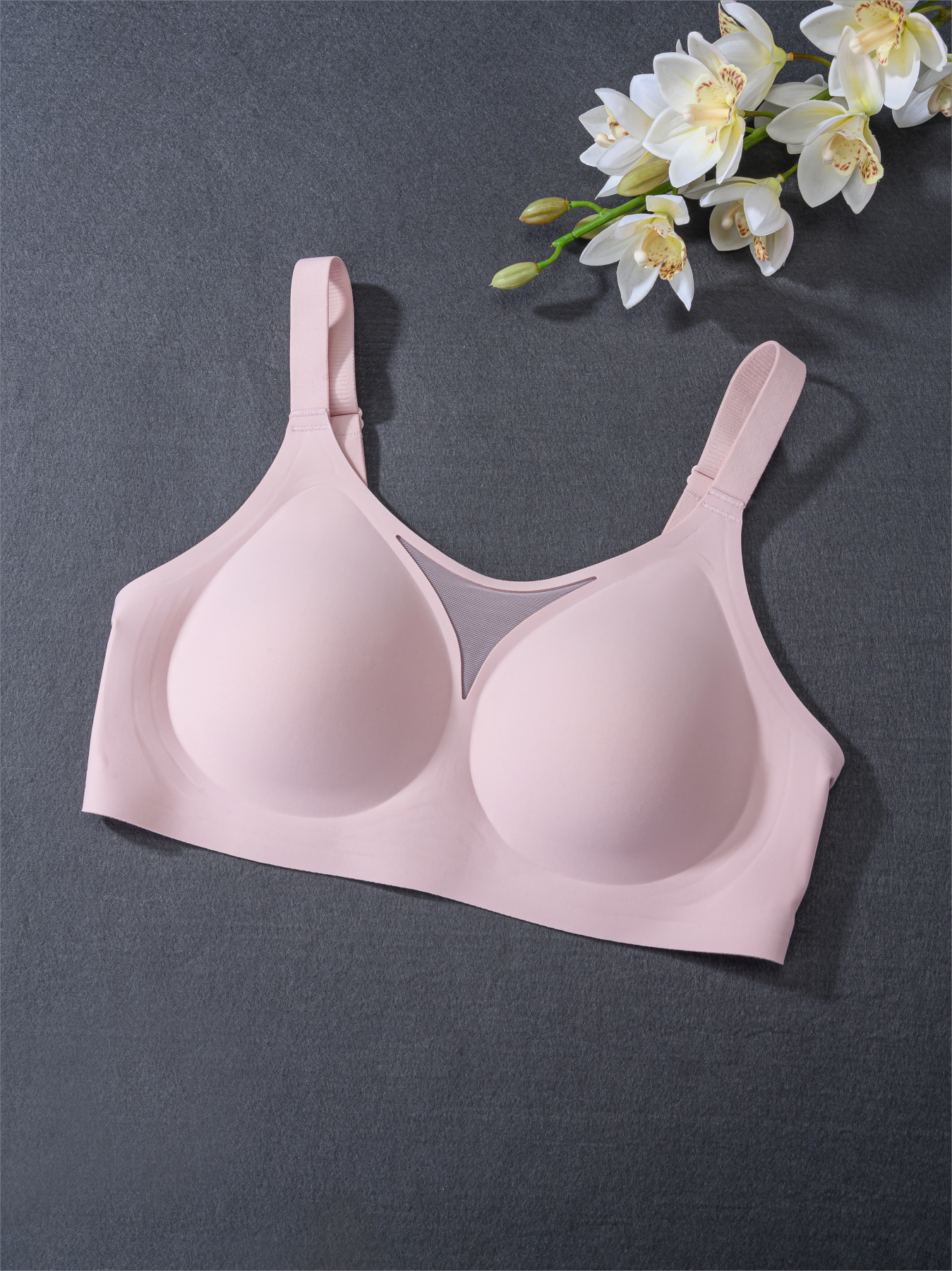 ROSEÉ Women's Wire-Free Bra — Sheer Lace Deep V-Neck Design; Comfortable, Lifting, and Seamless; An Everyday Essential Basic Style Perfect for Pairing with T-Shirts.