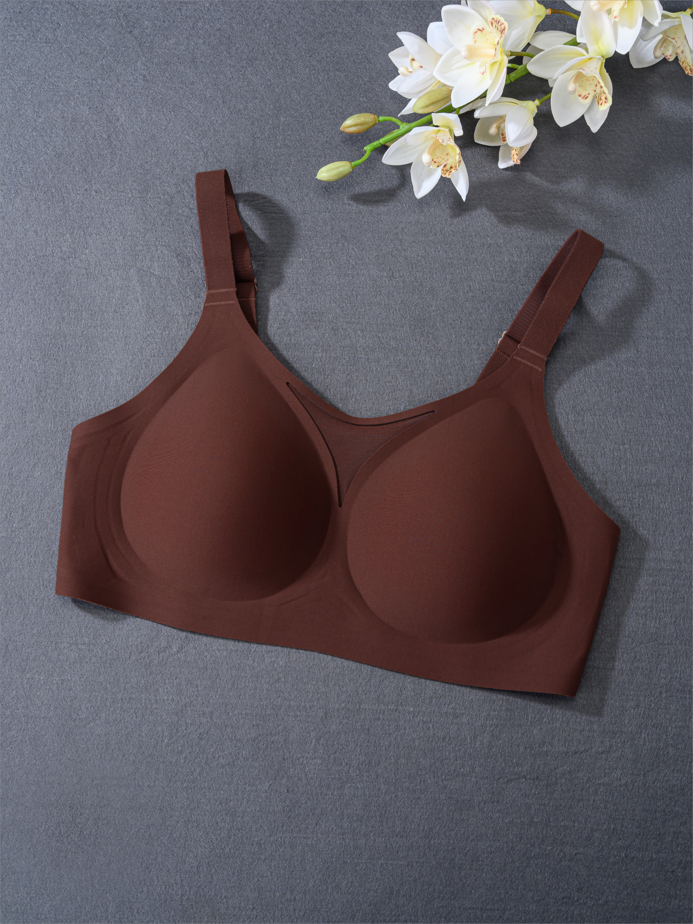 ROSEÉ Women's Wire-Free Bra — Sheer Lace Deep V-Neck Design; Comfortable, Lifting, and Seamless; An Everyday Essential Basic Style Perfect for Pairing with T-Shirts.